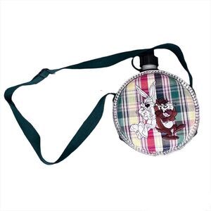 Vintage 90s Looney Tunes Bugs Bunny & Taz Plaid Water Canteen